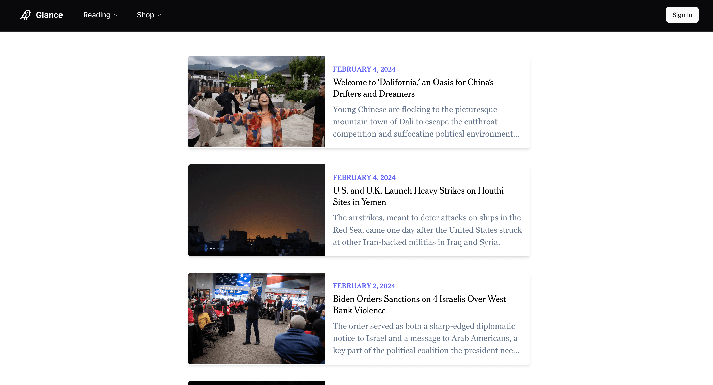 Glance English Learning App interface